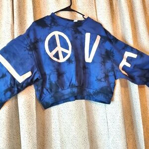 H&M-Divided Crop Blue Tie Dye Sweater